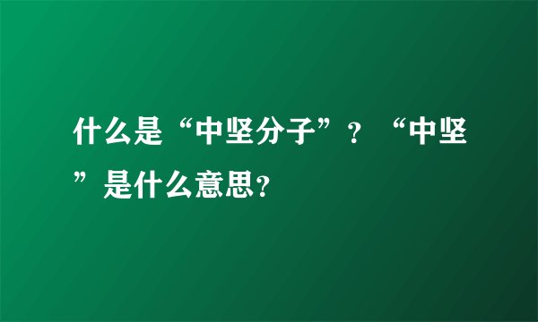 什么是“中坚分子”？“中坚”是什么意思？