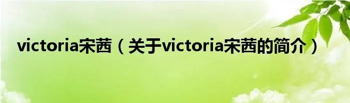 victoria宋茜(关于victoria宋茜的简介)