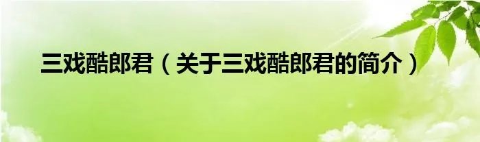 三戏酷郎君（关于三戏酷郎君的简介）