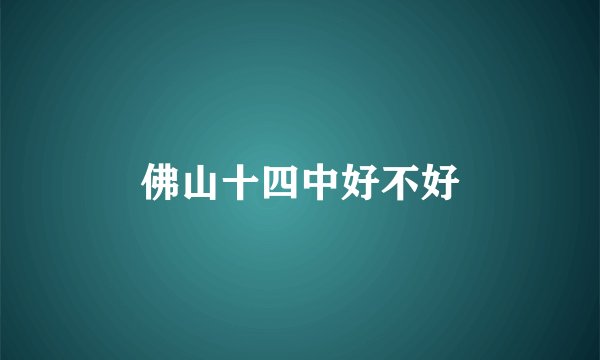 佛山十四中好不好