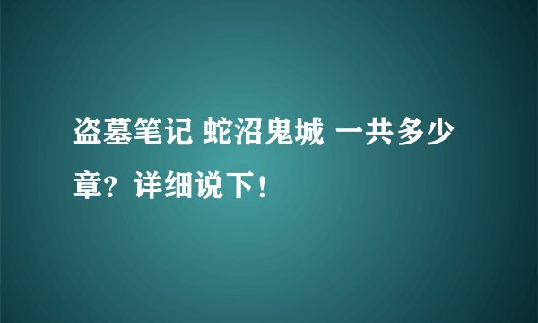 盗墓笔记 蛇沼鬼城 一共多少章？详细说下！
