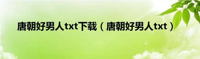 唐朝好男人txt下载（唐朝好男人txt）
