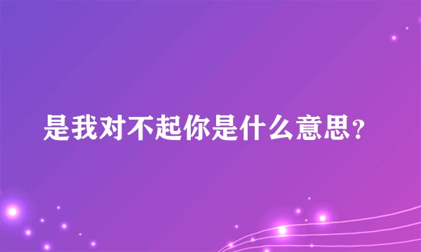 是我对不起你是什么意思?