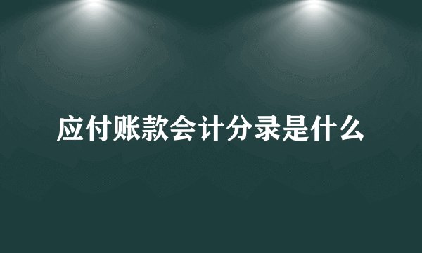 应付账款会计分录是什么