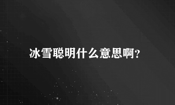 冰雪聪明什么意思啊？