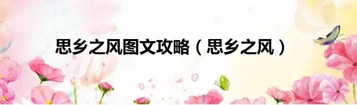 思乡之风图文攻略（思乡之风）