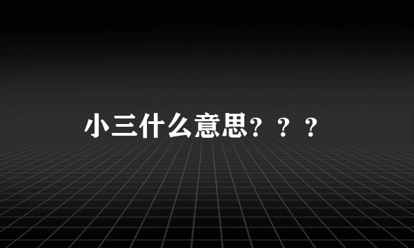 小三什么意思？？？