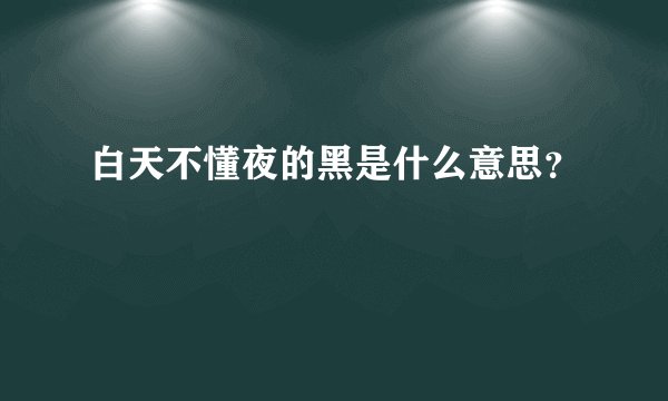 白天不懂夜的黑是什么意思?