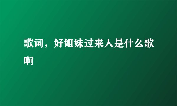 歌词,好姐妹过来人是什么歌啊