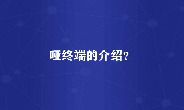 哑终端的介绍？