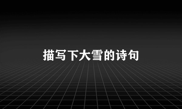 描写下大雪的诗句