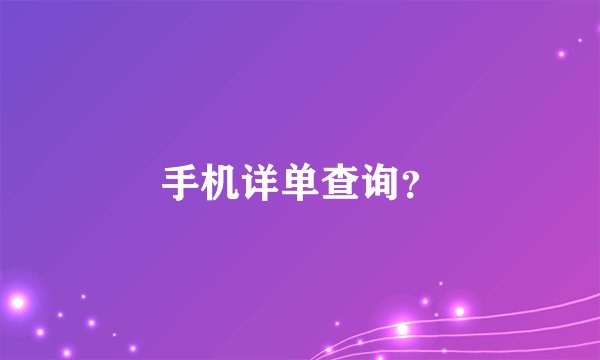 手机详单查询？