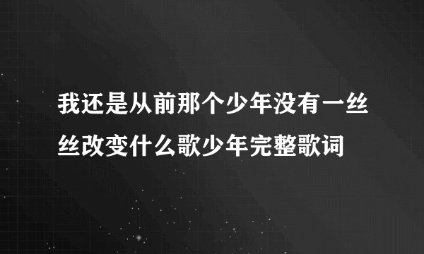 我还是从前那个少年没有一丝丝改变什么歌少年完整歌词