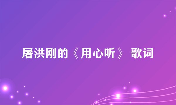 屠洪刚的《用心听》 歌词