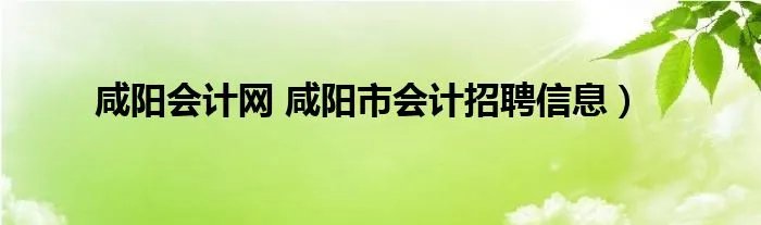 咸阳会计网 咸阳市会计招聘信息）