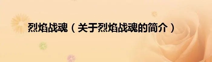烈焰战魂（关于烈焰战魂的简介）