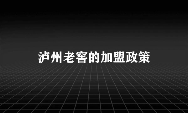 泸州老窖的加盟政策