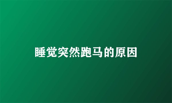 睡觉突然跑马的原因