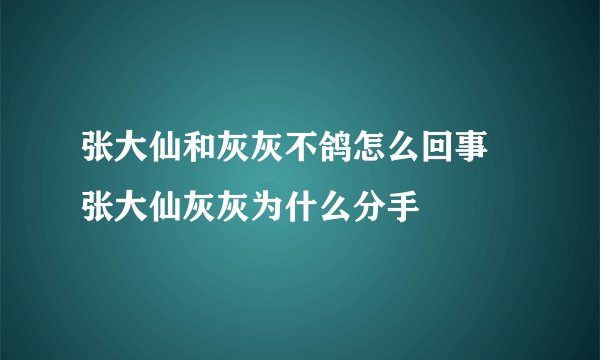 张大仙和灰灰不鸽怎么回事 张大仙灰灰为什么分手
