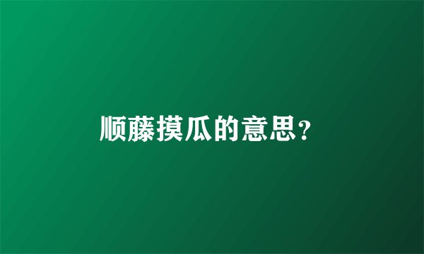 顺藤摸瓜的意思？