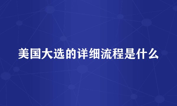 美国大选的详细流程是什么