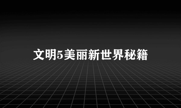 文明5美丽新世界秘籍