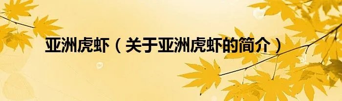 亚洲虎虾（关于亚洲虎虾的简介）