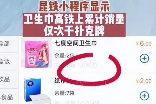 昆铁卫生巾累计销量超1万包,高铁上售卖卫生巾可能被普及吗?