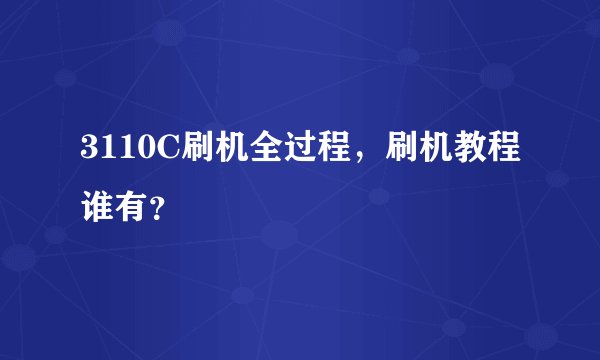 3110C刷机全过程,刷机教程谁有?
