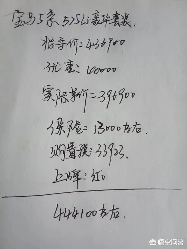 2018新款5系宝马上路多少钱?