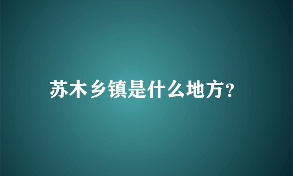 苏木乡镇是什么地方？