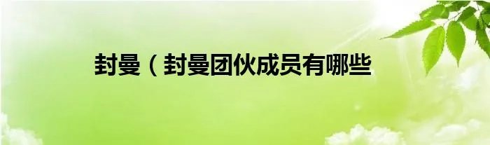 封曼（封曼团伙成员有哪些