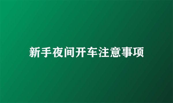 新手夜间开车注意事项