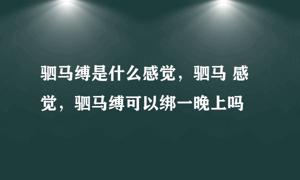 驷马缚是什么感觉，驷马 感觉，驷马缚可以绑一晚上吗