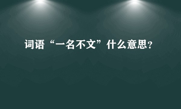 词语“一名不文”什么意思？
