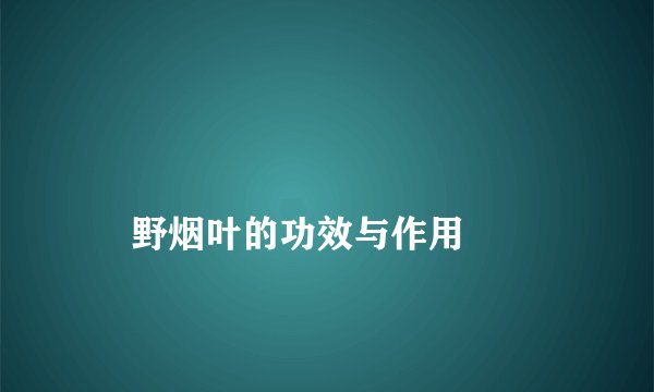 
    野烟叶的功效与作用
  