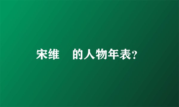 宋维栻的人物年表?