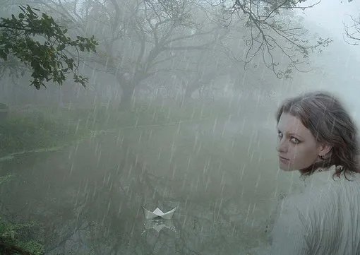 一个人在淋雨的图片，唯美一点的。没带伞的。