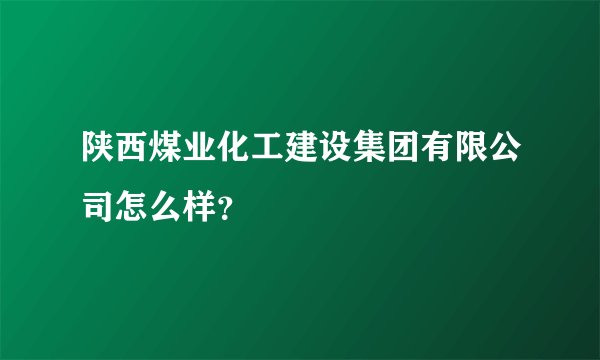 陕西煤业化工建设集团有限公司怎么样?