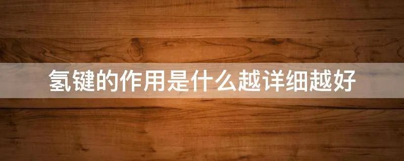 氢键的作用是什么越详细越好