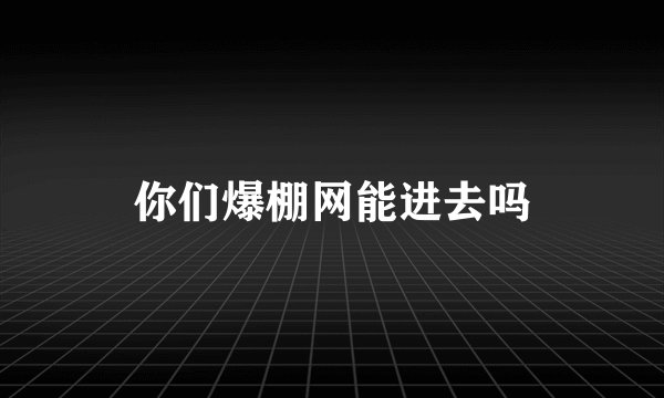 你们爆棚网能进去吗