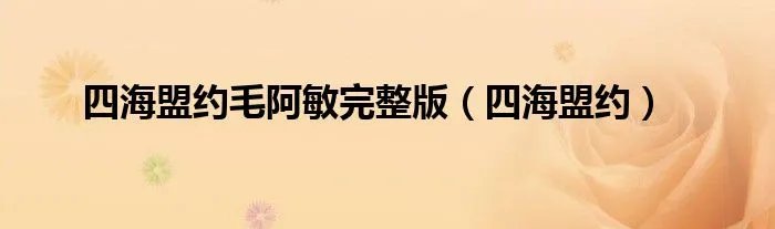 四海盟约毛阿敏完整版（四海盟约）