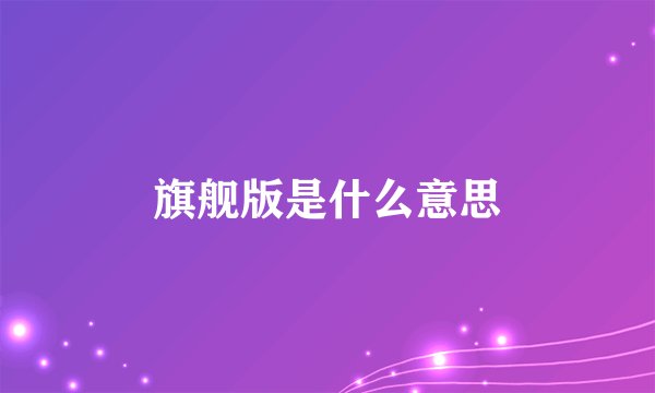旗舰版是什么意思