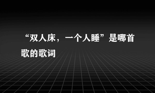 “双人床，一个人睡”是哪首歌的歌词