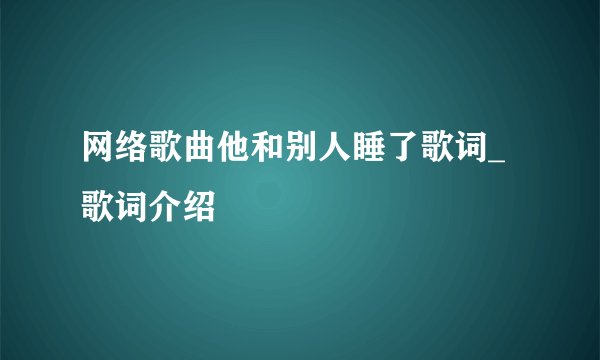 网络歌曲他和别人睡了歌词_歌词介绍