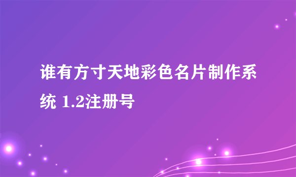 谁有方寸天地彩色名片制作系统 1.2注册号