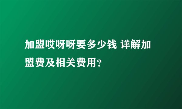 加盟哎呀呀要多少钱 详解加盟费及相关费用？