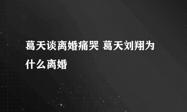 葛天谈离婚痛哭 葛天刘翔为什么离婚