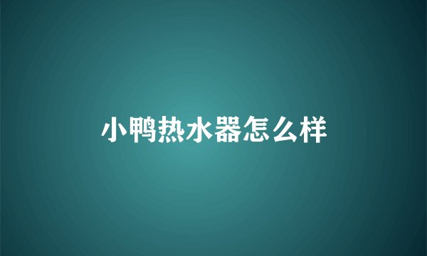 小鸭热水器怎么样