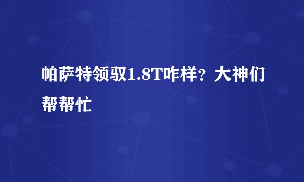 帕萨特领驭1.8T咋样？大神们帮帮忙